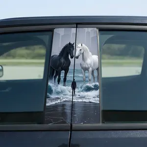 Personalized Creative Horse Car Door Trim Sticker Waterproof And Sunproof Vinyl Car B-pillar Sticker Decoration Funny Window Decals For Truck