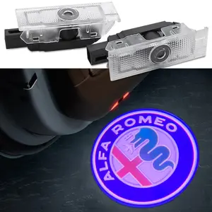 2/4PCS LED Car Door Ghost Shadow Projector Welcome Light Accessories For Alfa Romeo 159 166 Giulia Mito Giulietta Stelvio Brera Car Lighting Accessories