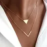 Women's Elegant Triangle & Letter V Design Layered Necklace, Exquisite Trendy Layered Necklace, Chic All-match Vintage Jewelry As Gift for Girlfriend, Fashionable Jewelry Accessories, Birthday Necklace, Layering Necklaces