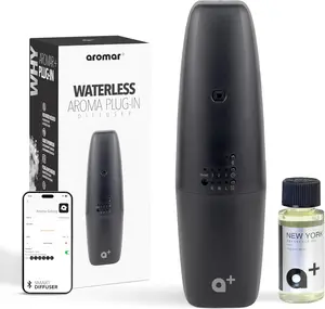 Waterless Plug-in Aroma Diffuser - Cold-Air Essential Oil Machine, App-Controlled, Covers 500 Sq.Ft - 'New York' Scent Included -Black