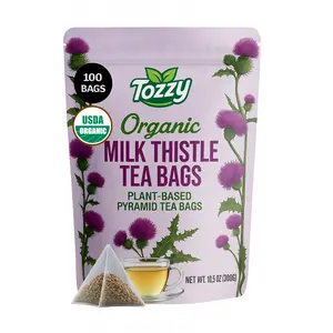 Organic Kidney & Liver Support Tea – Milk Thistle | 100 Count Pyramid Tea Bags | Plant-Based, Eco-Conscious, Pure Herbal Ingredients