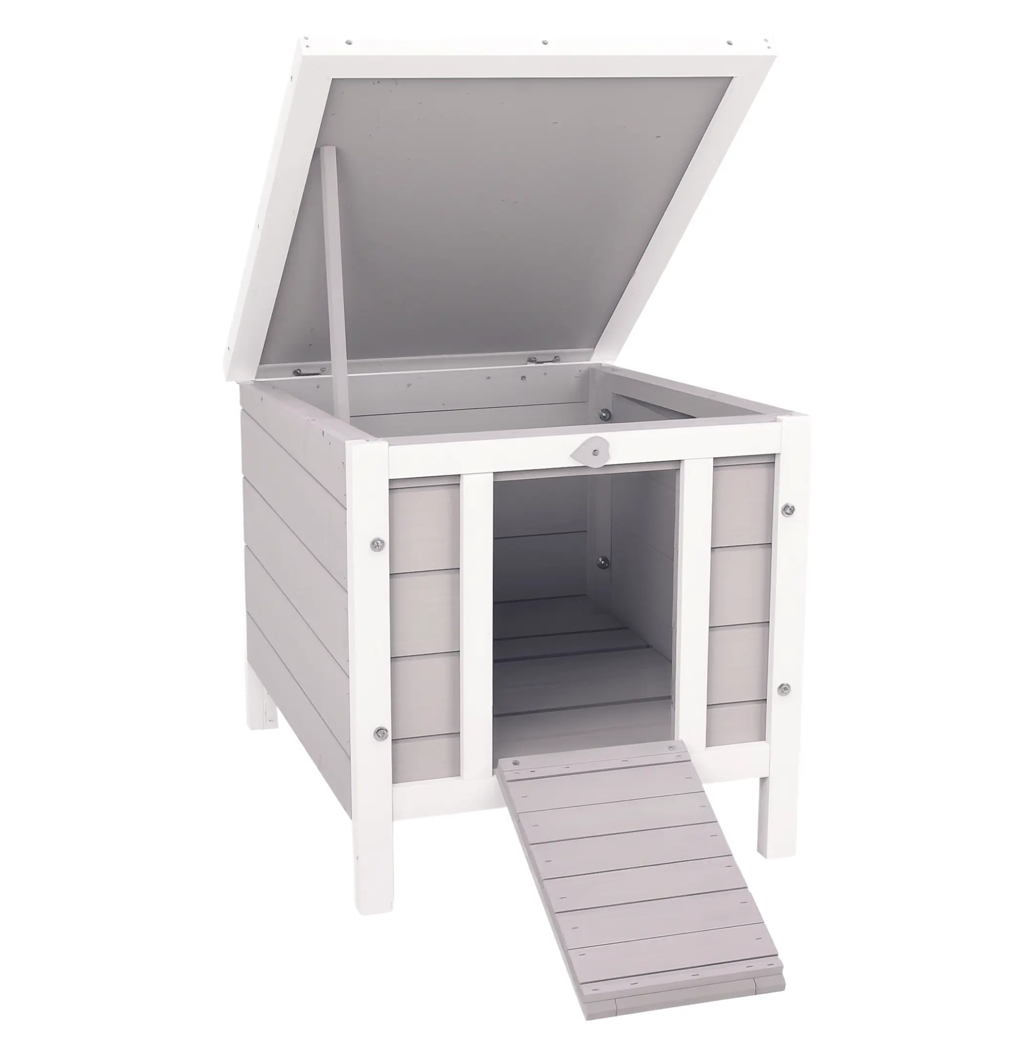 Wooden Outdoor Rabbit Hutch - 16.5" L x 20" W x 17" H Small Animal Shelter with Waterproof Roof, Raised Floor, Heart-Shaped Lock, Easy Cleaning for Rabbits, Guinea Pigs, Single Unit