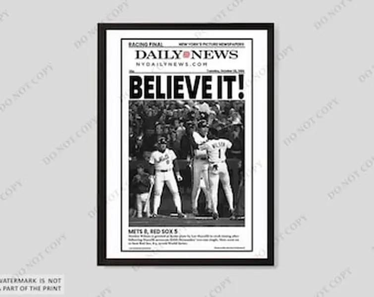 1986 New York Mets World Series Champions "BELIEVE IT!" Unframed Newspaper Print
