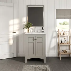 Eviva New York 24" Gray Single Sink Bath Vanity with Marble Top