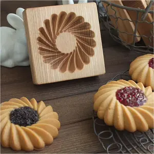 Carved Wooden Cookie Mold Kitchen Cookie  Gingerbread, Cookie  Molds for Springerle, Tragacanth, Marzipan, Russian Pryanik, Gingerbread, Lebkuchen and Tirggel (Rotary Flower-C)