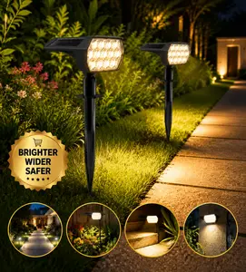 WELALO Solar Spot Lights Outdoor, [2 Pack/65 LED/3 Modes] Solar Landscape Spotlights, Solar Powered Security Lights, IP68 Waterproof Wall Lights for Outsides Walkway Yard Garden Driveway(Cool White) pathway decoration