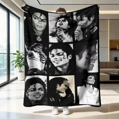 Michael Jackson Photo Collage Flannel Throw Blanket, Soft, Skin-Friendly and Warm, Cozy Blanket for Sofa, Bed and Napping, Home Decor Blankets