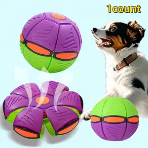 Deformable Ufo Ball Toy for Dogs & Cats, Durable Plastic Interactive Training Ball, No Battery Needed, Helps Relax & Train Pets