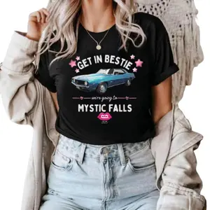 2025 Mystic Falls Road Trip Tee - Official Tvd Fan Shirt, Covington Ga Conventions, Vampire Diaries Fans,