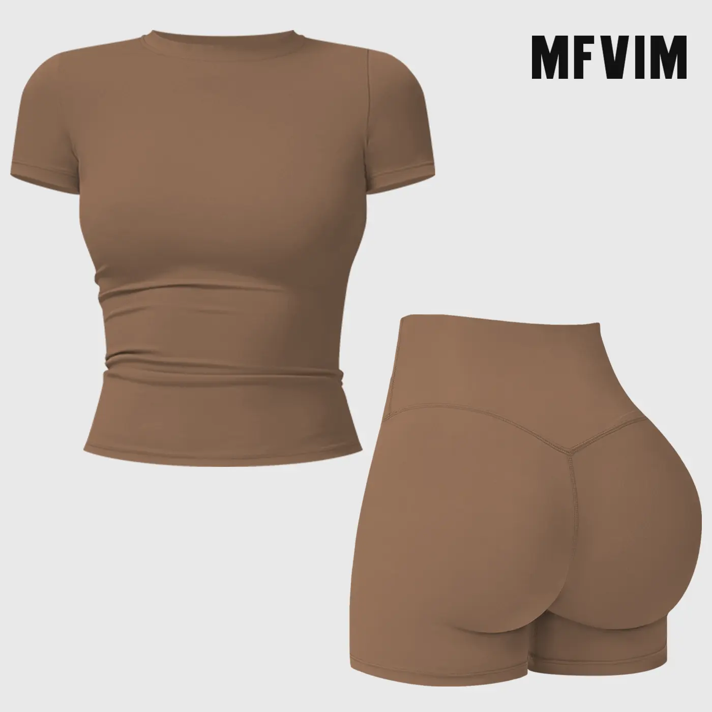 Short Sleeve Shorts - Mocha Brown