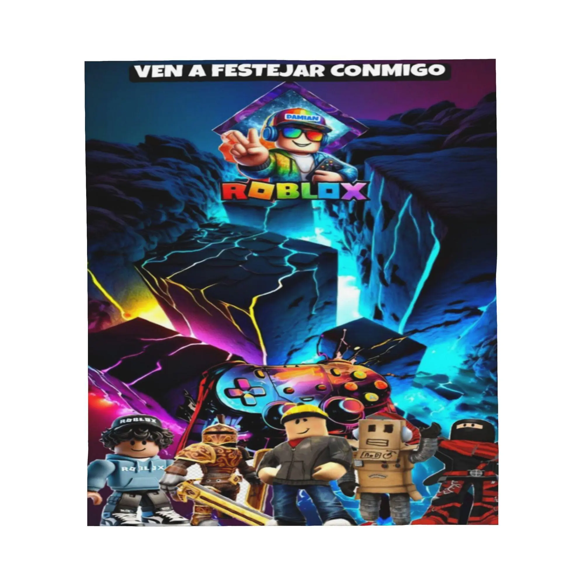 Roblox Game Flannel Fleece Blanket｜Colorful All‑Characters Avatar Print Soft Cozy Throw Blanket Multiple Sizes Ships From US For Kids & Roblox Fans