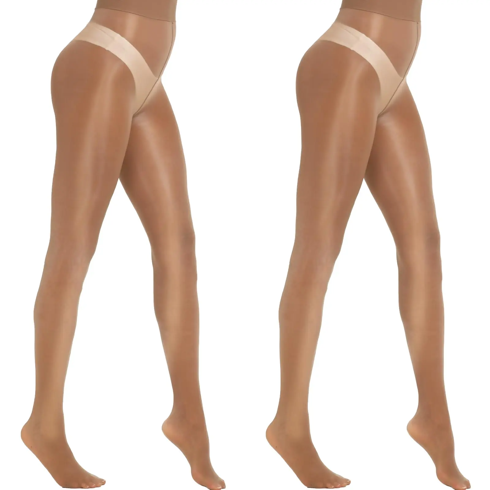 MANZI Women's Shiny Sheer Tights High Waist Silk Comfort Stockings Oil Shimmery Nylons Pantyhose Silky Spandex Elastic Dressy Legwear Sun Womenswear