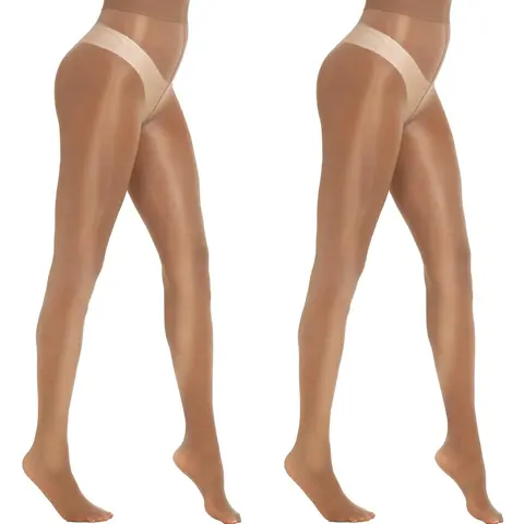 MANZI Women's Shiny Sheer Tights High Waist Silk Comfort Stockings Oil Shimmery Nylons Pantyhose Silky Spandex Elastic Dressy Legwear Sun Womenswear