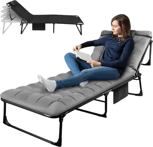 Camping Cot for Adults, Adjustable Reclining Folding Camping Cot Sleeping Bed Cots, Portable Cot Bed with Mattress for Camping Travel Tent Day Bed Outdoor & Indoor Home Guest