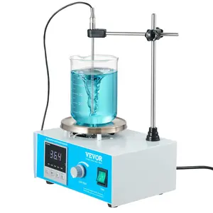 VEVOR Magnetic Stirrer Hot Plate, 1500RPM 250W Heating Power Stir Plate, 1000mL Stirrer Kit with Adjustable Speed Knob, Support Stand, and Stir Bars, Max 211.8 ℉ /99.9 ° C, LED Display Screen, White
