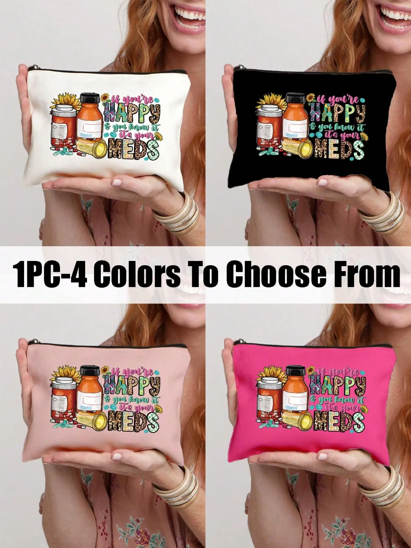 Multifunctional Canvas Zipper Medicine Bag, Charming Pharmacy Theme Makeup Bag, Vanity Bag, Lightweight Odorless Polyester Travel Toiletry Bag, Toiletries Organizer, Travel Cosmetic Bag, Cosmetic Travel Bags, Makeup Organizer Pouch