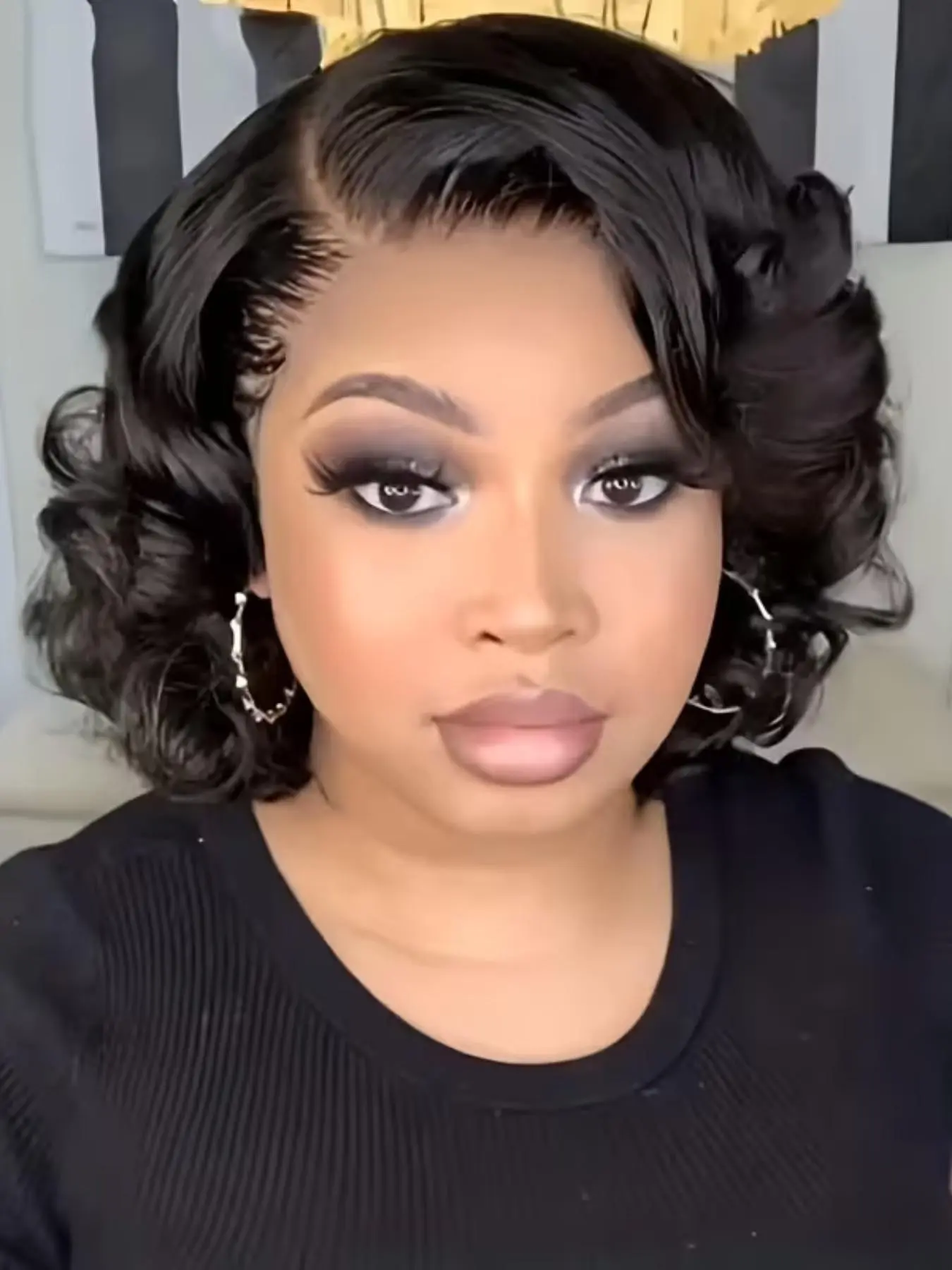Women's Short Curly Bob Wig, Large Volume Wavy Side Part Hairpiece, 100% Human Hair, 13x4 Lace Front Lace Wigs, Suitable for All Women