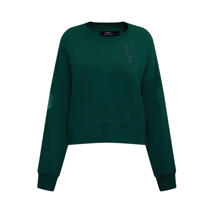 Women's Pro Standard Milwaukee Bucks Pine Neutral Crewneck Sweatshirt