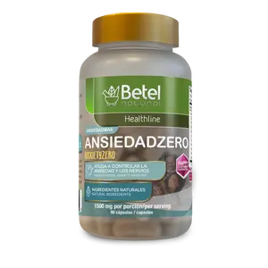 Betel Natural Ansiedadzero 90 Capsules Wellness Supplement for Anxiety & Nervousness Relief with Valerian Passion Flower Vitamin B12 B6 Ashwagandha