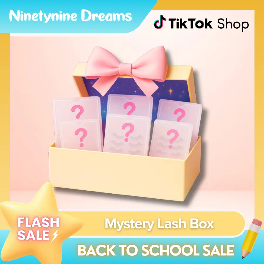 Ninetynine Dreams Mystery Lash Box (Get 3, 6, or 10 Unique Lashes Styles) May include strip, cluster, lower lashes, [NO GLUE] self-adhesive lashes, Manhua Lashes Book, Beginner-Friendly Ultra-Thin Band Reusable Lashes, Perfect For Holiday Gifts & Surprise