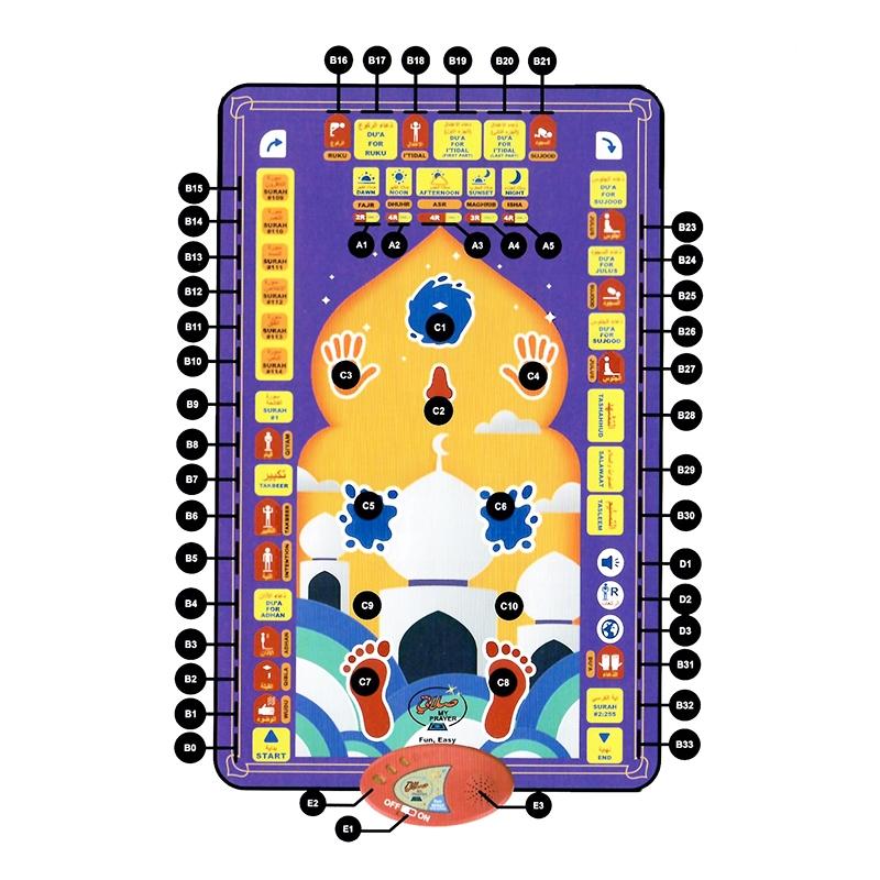 Arabic Muslim Children Prayer Mat, 7 Languages Including English French Arabic Urdu Indonesian Malay Turkish, Includes Manual and Aa Batteries, Muslim Prayer Rugs #TOP PICKS