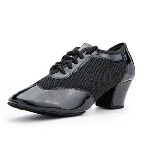 Women's 2" Practice Dance Shoes Latin Dance Shoes Lace-up Ballroom Modern Salsa Rhythm Teaching Practice Professional Performance Dance Shoes