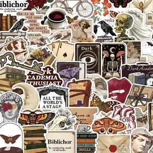 Dark Academia Series Sticker, 50pcs/set Waterproof Self Adhesive Decor Paper, Decor Sticker for Gift Greeting Card Water Bottle Laptop Phone, Ornaments
