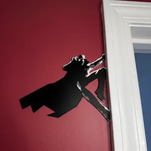 Spiderman Noir Door Frame Sitter - Marvel Corner Door Decor | Spider-Man Silhouette Hanging Wall Art | Superhero Decor