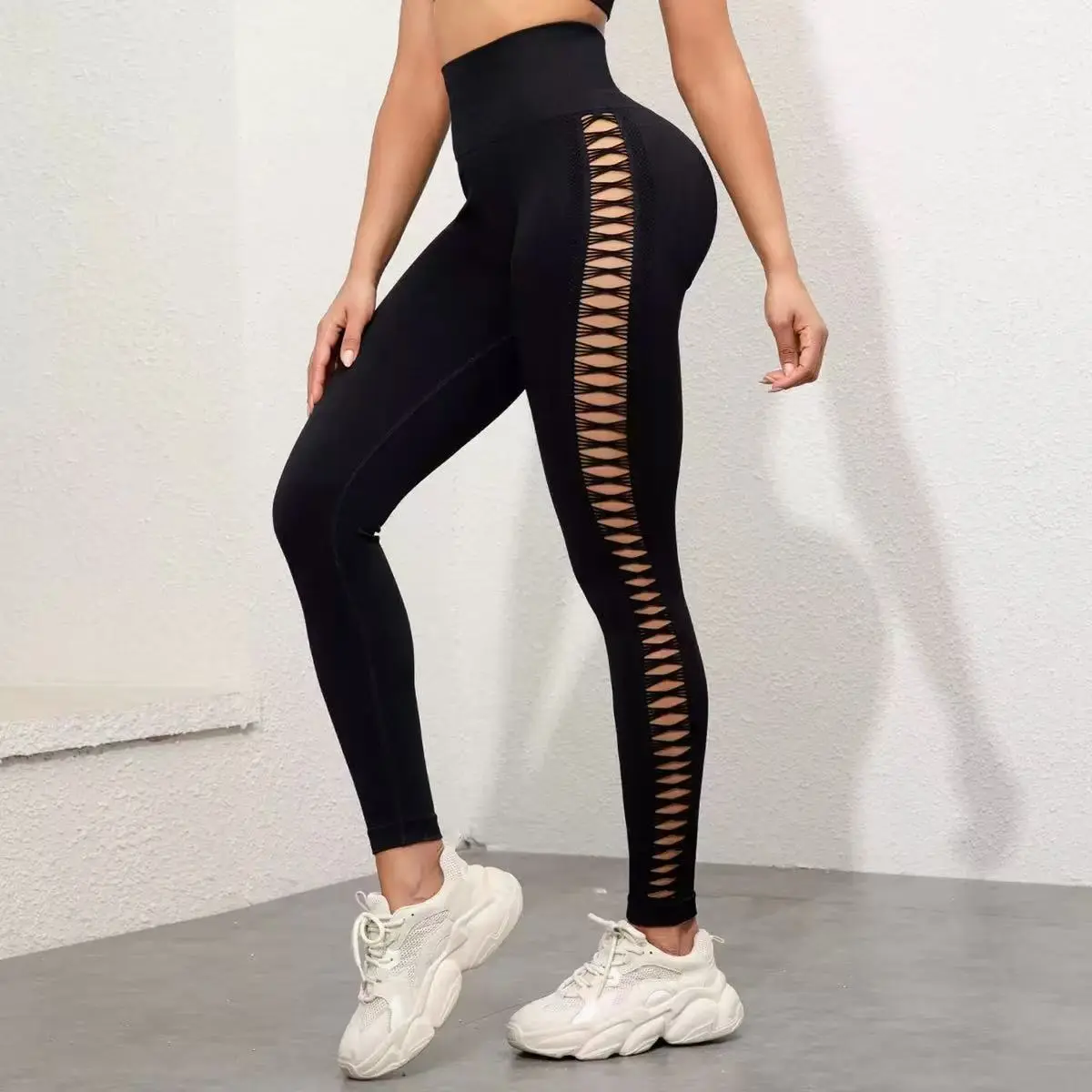 Women's High-Waisted Cutout Yoga Leggings - Soft Seamless Stretch Fashion Apparel, Athleisure Wear for Women's Fitness, Gym Baddie Body Goals (Gym & Daily Wear), Womens Fitness
