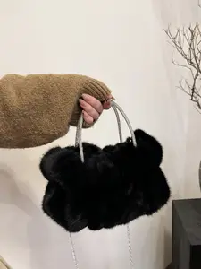 Autumn/winter Fashion Minimalist Faux Fur Bag, Solid-Color Design for Daily Commuting, Shopping, Dates, and Gifting, Versatile Fashionable Handbag, Handheld Bag Purse, Fashion Elegant Handbag