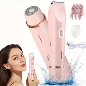Two-in-One Women's Shaving Razor with USB Charging - Suitable for underarms, legs, bikini shaving, personal care trimmer for body, arms, thighs - Ideal gift, electric shaving razor, household hair removal device, travel shaving device, shaving knife, wash