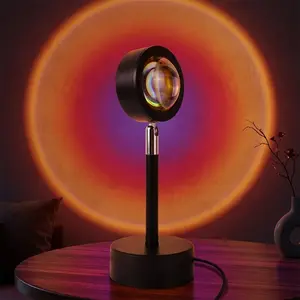 Smart Remote LED Mood Light with Sunset Projection & Rainbow Effect, USB Rechargeable Rotating Starry Night Light, Adjustable Color for Bedroom Living Room Decor, Kids Room Nightlight, Smart LED Lights