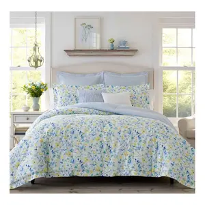 Laura Ashley No ra Bright Blue Full Queen Comf orter Sham Bonu