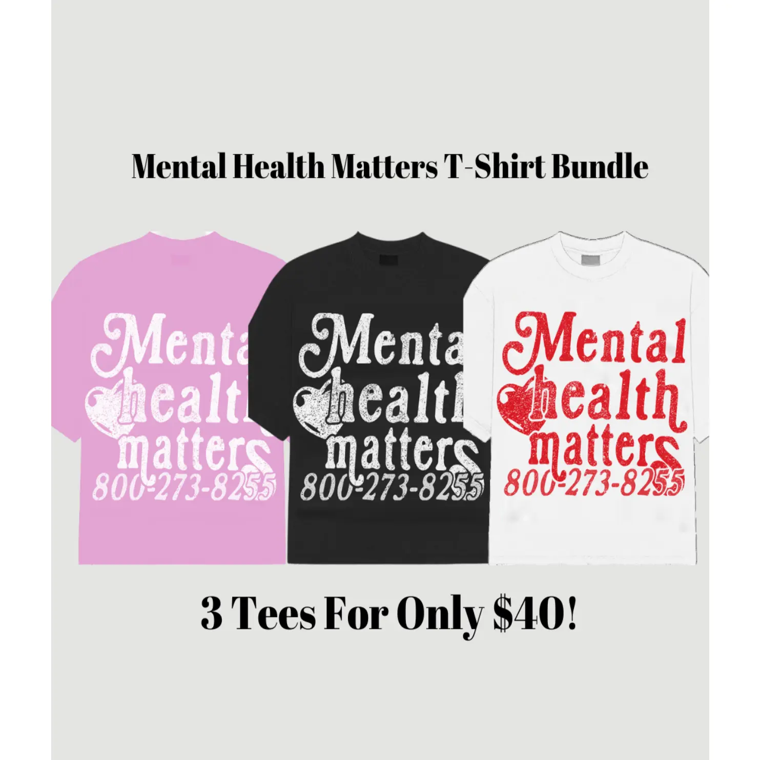 3 T-Shirt Bundle "Mental Health Matters"