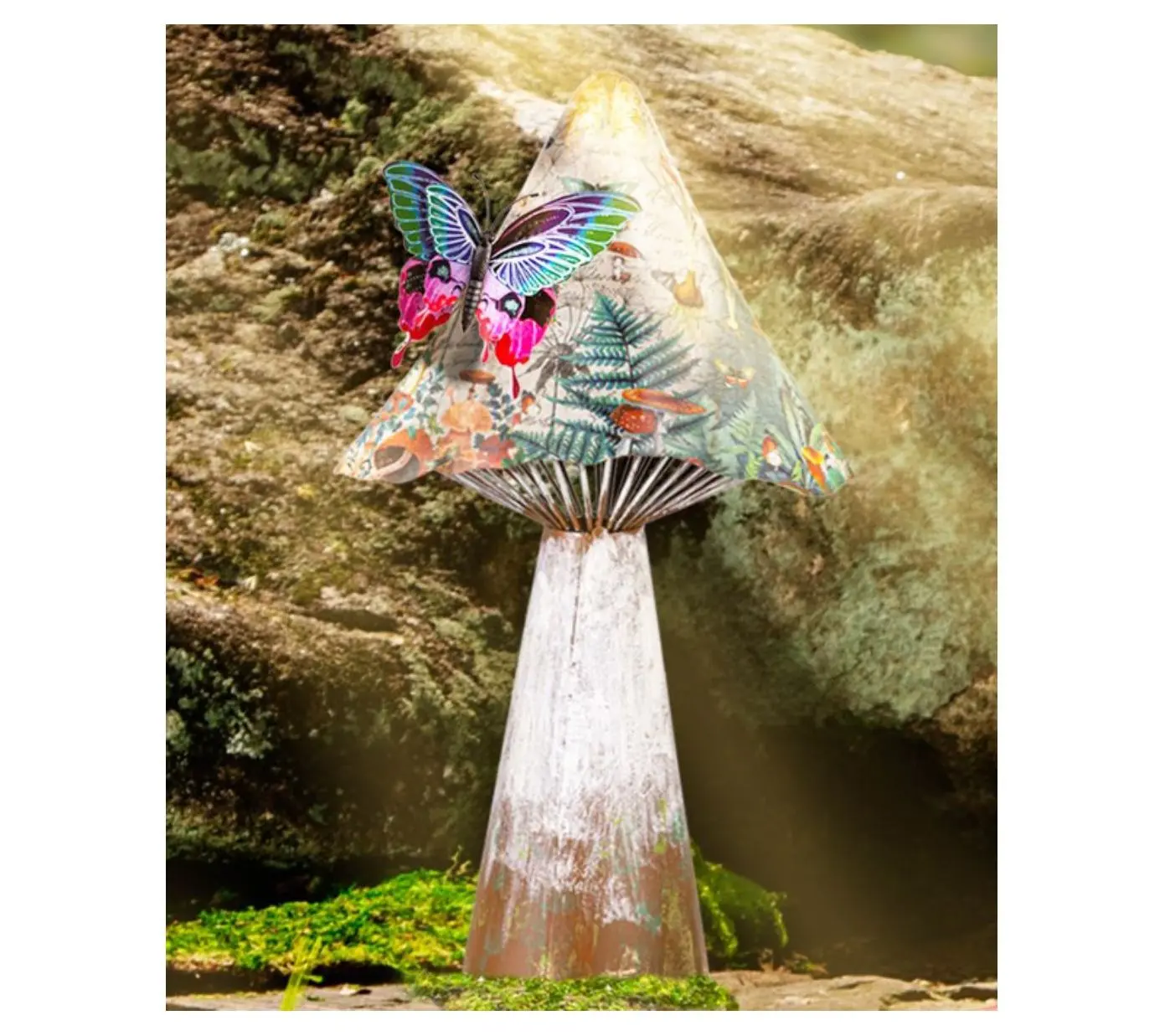 Evergreen Printed Metal Mushroom Statuary Evergreen Printed Metal Mushroom Statuary