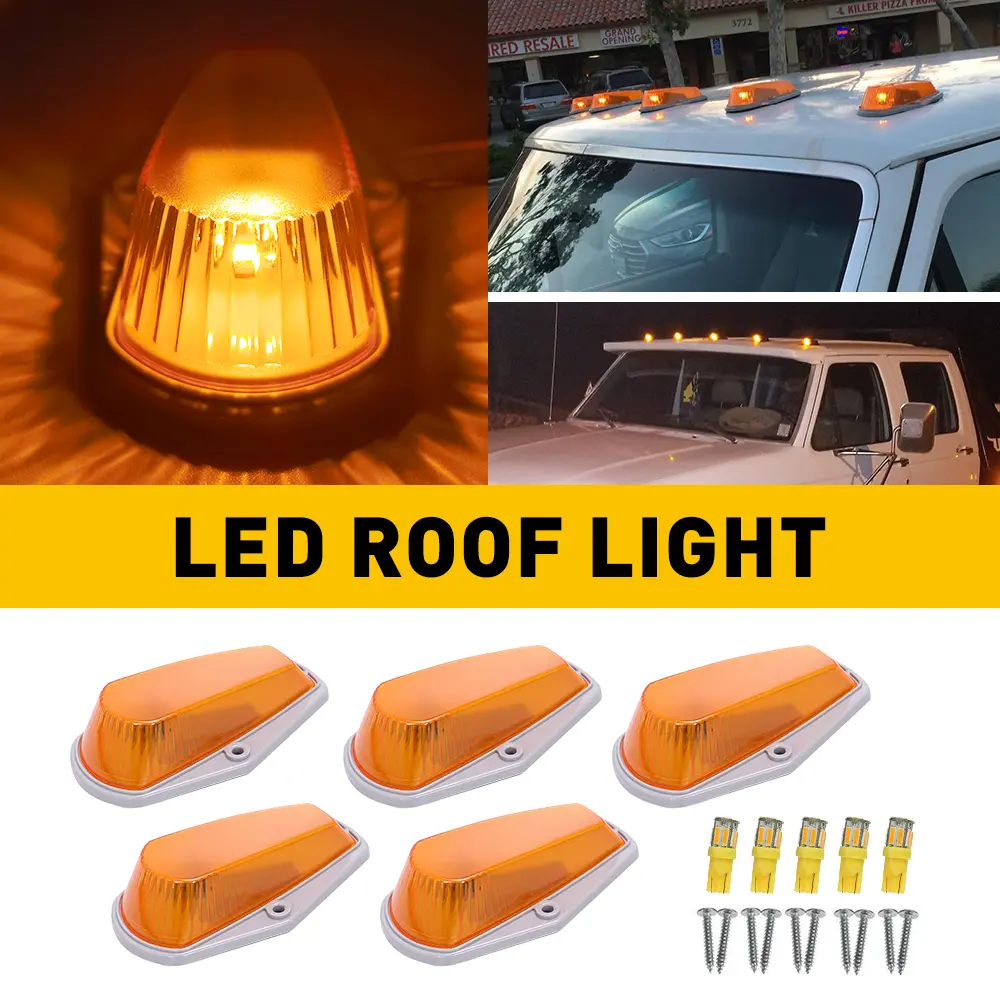 5x Amber LED Roof Cab Light Clearance Marker Lamp For 73-97 Ford F150 F250 F350