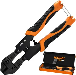 141610 Mini Bolt Cutters 8 inch - Spring Loaded, CR-V Steel, Sharpened Cutting Edge, Wire Cutter, Snips Clippers, One Hand Operation