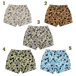 4 Different Camo Styles Duck Blind With Hat Bottomland Camo Old School Hawaiian Short, Swim Trunks, Underwear Beach Short, Casual Menswear