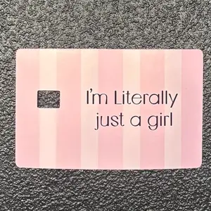I'm Literally Just a Girl Bank Card Skin - Pink Striped Design for Personalized Style