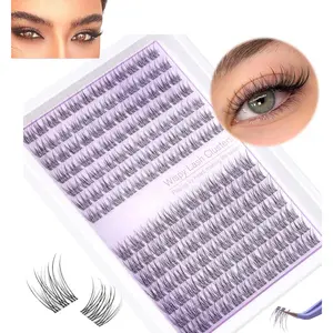 10-11mm Short Clear Band Lash Clusters, Wispy Natural C Curl Individual Eyelash Extensions, Invisible Lightweight Natural Looking DIY Cluster Lashes for Daily Wear