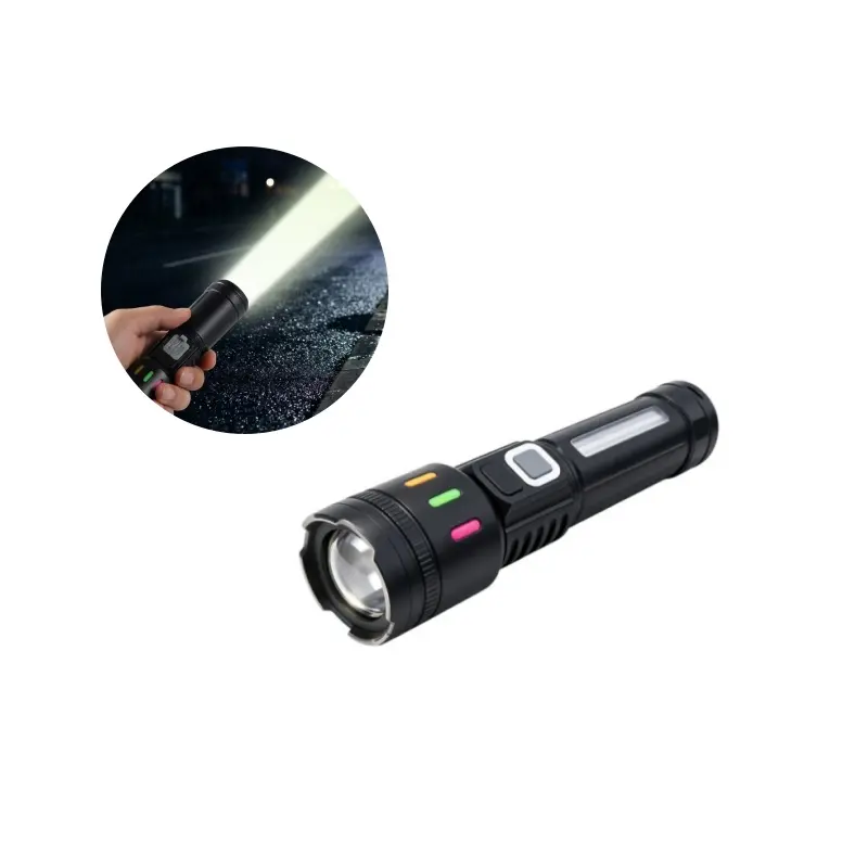 High Power LED Flashlight, USB Rechargeable Tactical Flashlight, Long Range Beam, Waterproof Flashlight for Outdoor, Camping & Emergency