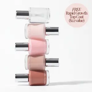 Static Nails Signature Nudes Set, 5-In-1 Rapid Growth Treatment Polish, Clinically Proven Hardener & Strengthener, Built-In Top & Base Coat, Quick Dry Formula, Repairs & Lengthens