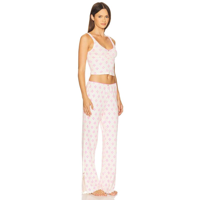 Free People x Intimately Fresh In Love Lounge Set in Pink Chalk Combo