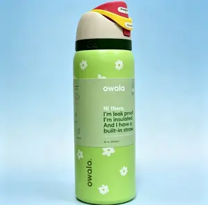 Owala 32oz FreeSip Water Bottle Leakproof Insulated with Built-In Straw for On-the-Go Hydration Portable Drinkware Flask Mug Tumbler Bottled 24 oz Pure Copper Bag