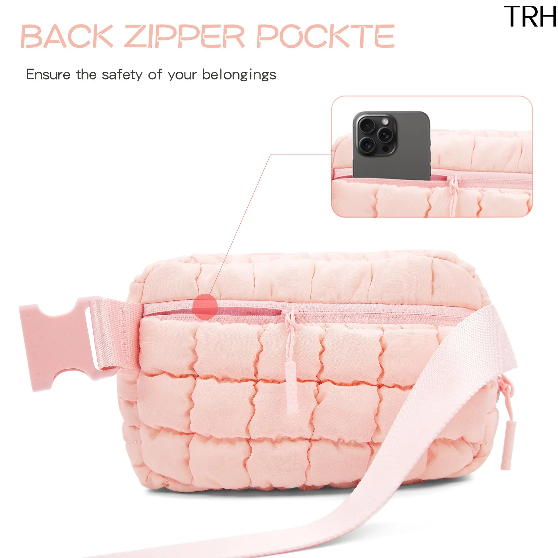 Quilted Puffer Fanny Pack for Women, Adjustable Strap Lightweight Bubble Grid Waist Belt Bag, Water Resistant Mini Crossbody Sling Bag Travel Daily Outdoor Storage Purse