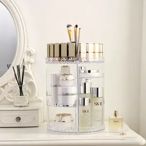 UFORUClear 360° Rotating Cosmetic Organizer, Round Makeup Storage Carousel with Divided Compartments and Adjustable Trays for Skincare, Perfume, Lipstick, Brushes, Vanity Counter  CN: #SummerWins#dealsforyou