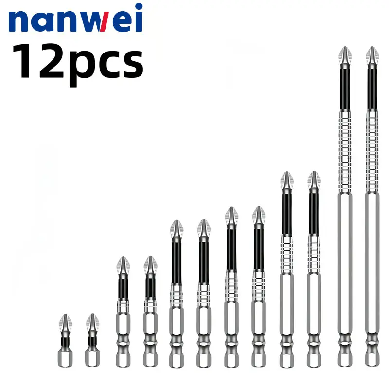 5/10/12PCS High Magnetic Screwdriver Bit Set, 2025 New Anti-Slip Magnetic Electric Driver Bits, Multi-purpose Drill Bits for Home Decoration, Auto Repair, Daily Use, Ideal Gift Choice