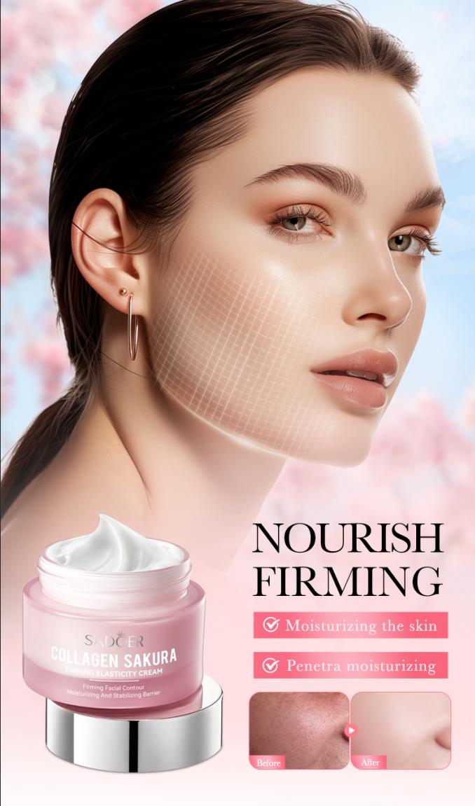 Cherry Blossom Collagen Face Cream – Moisturizes Firms & Plumps Skin for Radiant Complexion Daily Use - Facial