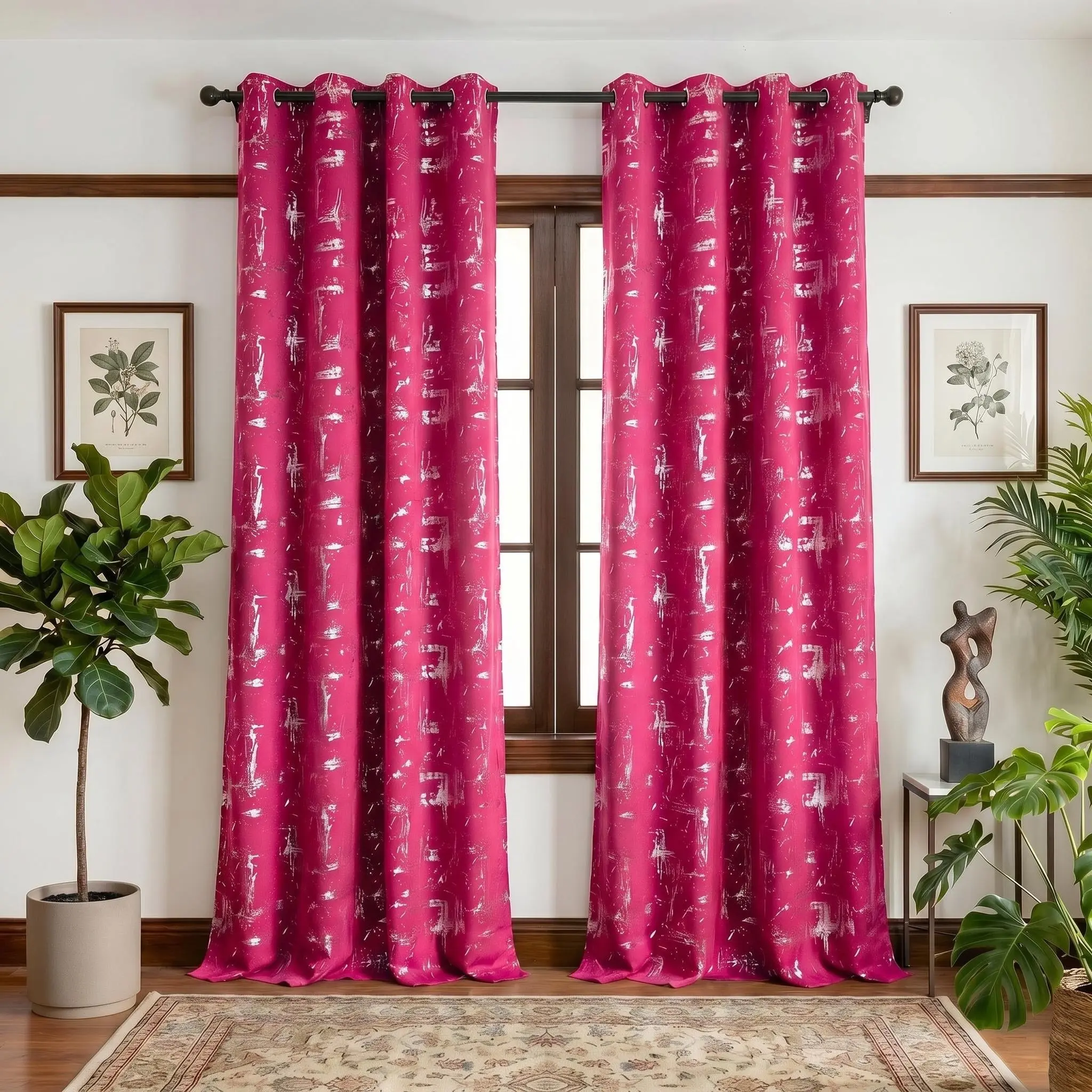 2-Panel Foil Metallic Tetraflake Pattern Blackout Grommet Curtains, 52"X84" Easy Install Home Decorative Drapes, Privacy Window Cover for Home Decoration QF639, Easy Install Curtain, Home Decorative Curtain