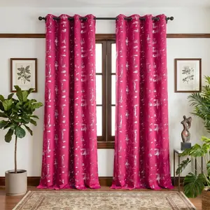2-Panel Foil Metallic Full Blackout Grommet Curtains, 52"X84" Tetraflake Pattern Window Drapes, Blackout Window Cover & Privacy Grommet Curtains for Home Decoration QF639 Summer Gift #SummerVibes